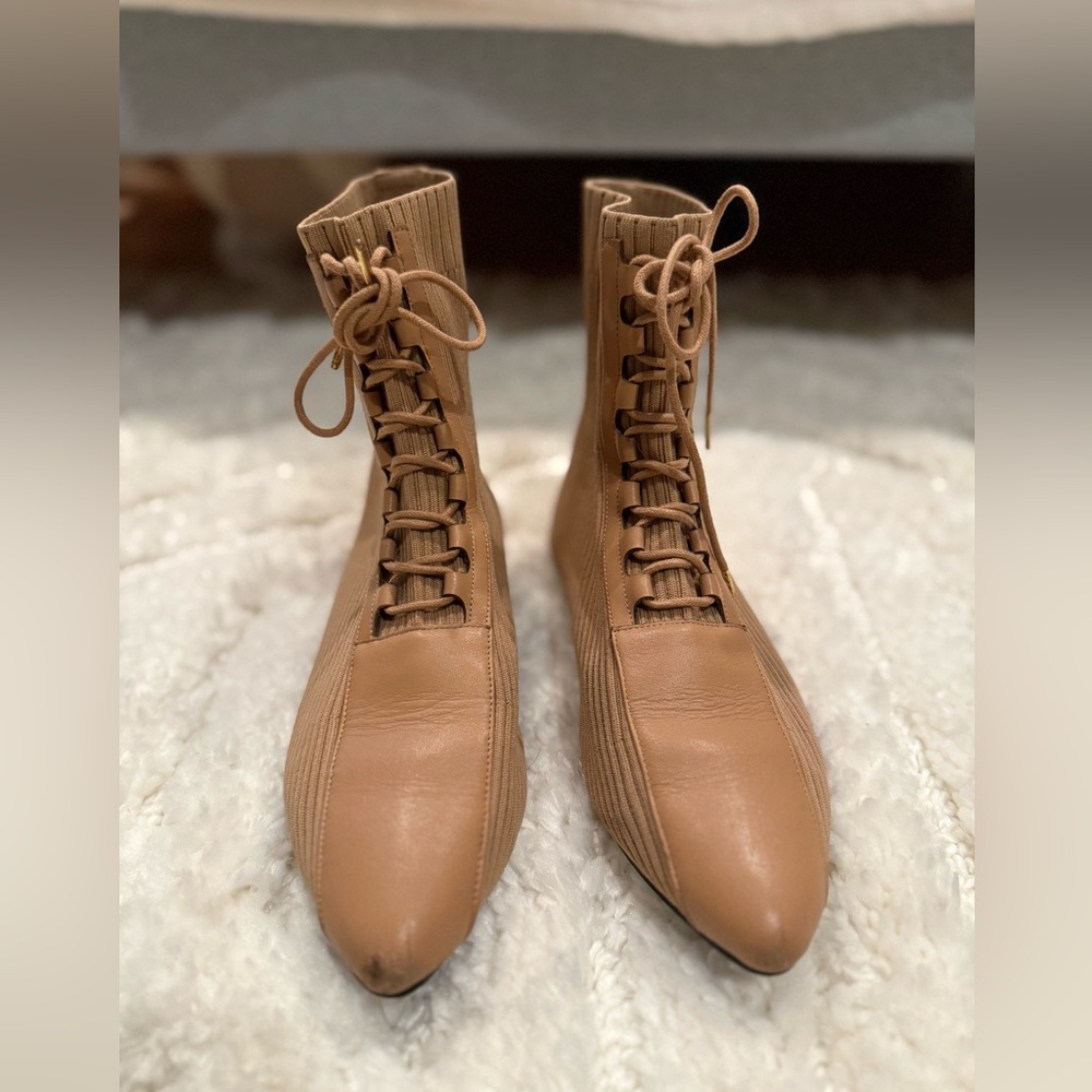 Tan Lace Up Booties - Size 8